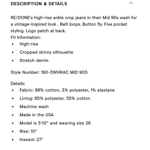 Re Done High Rise Ankle Crop Jeans - Picture 8 of 8